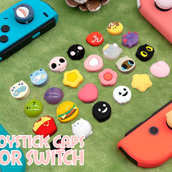 Thumb Grip Caps For Switch / Switch OLED /Switch Lite,Set of 4pcs Cute Colorful Anime Cartoon Thumb Grip Cap