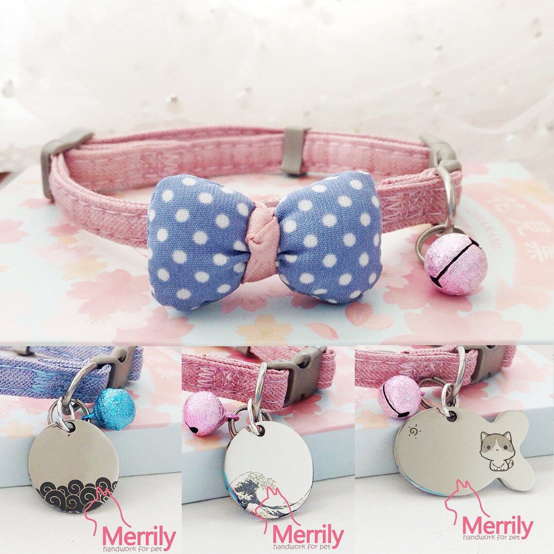 Calico handmade cat collarsPersonalized cat collars Cat Etsy