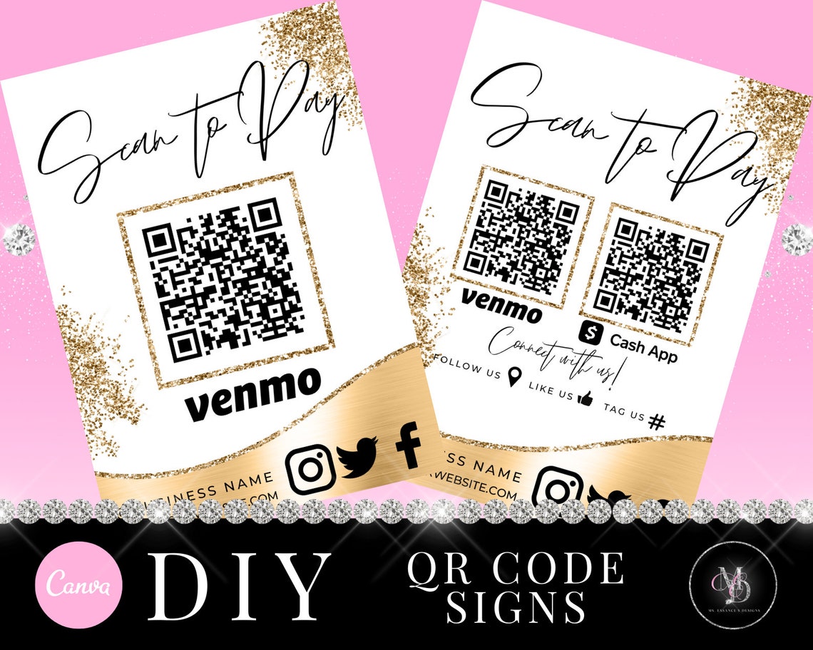 10 QR Code Templates DIY QR Code Signs CashApp Sign Etsy
