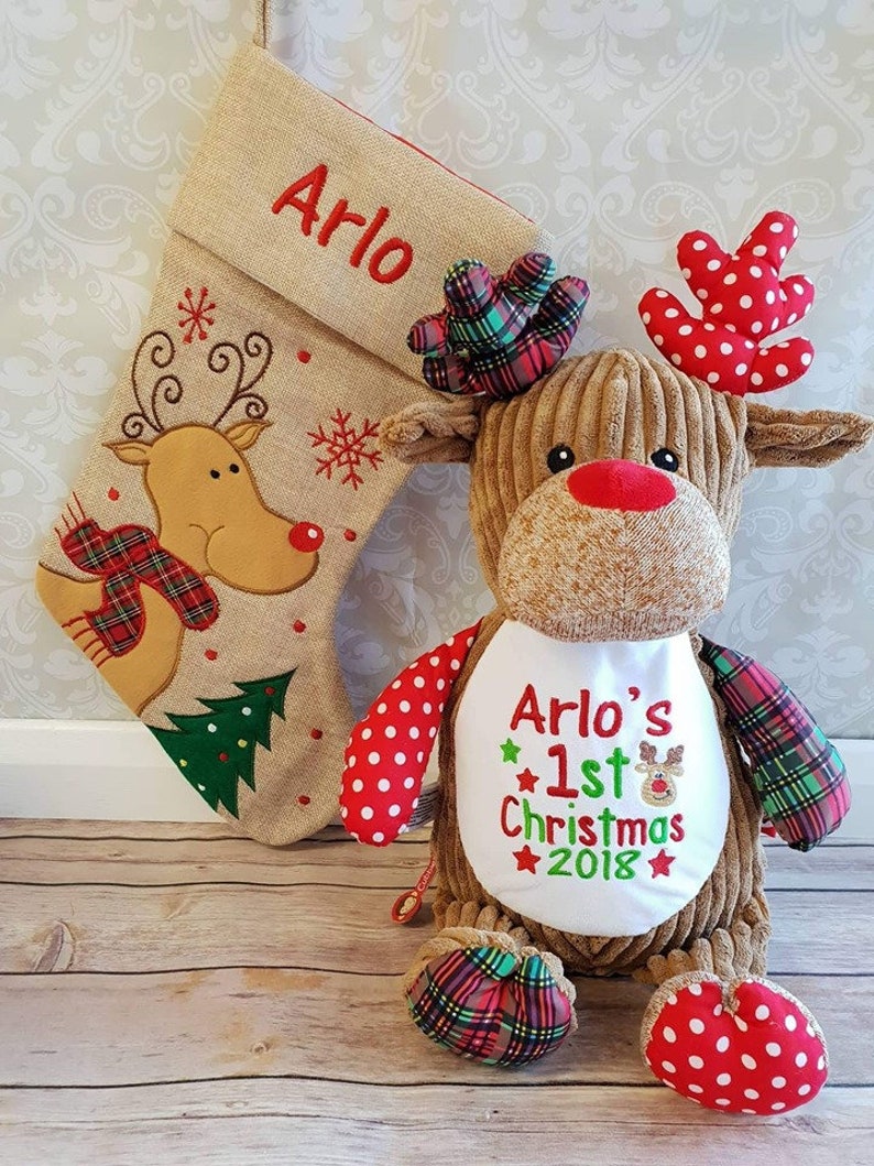 personalised reindeer teddy