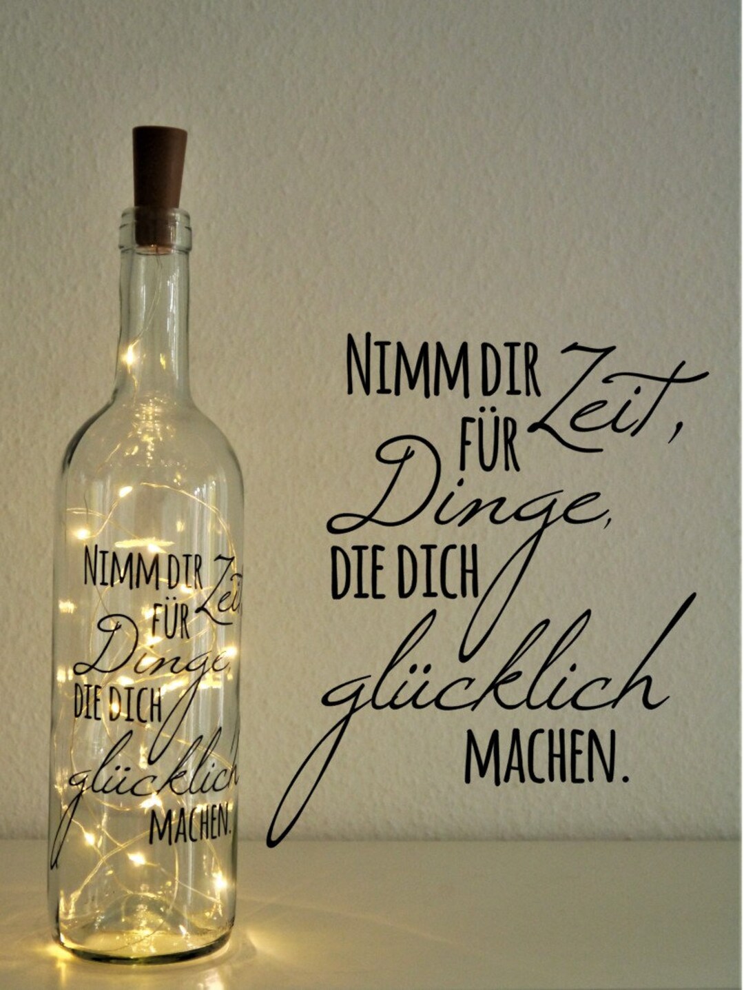 Nimm dir Zeit Leuchtflasche mit Spruch Etsy.de