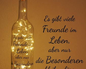 Es gibt viele Freunde im Leben *Leuchtflasche mit Spruch*
