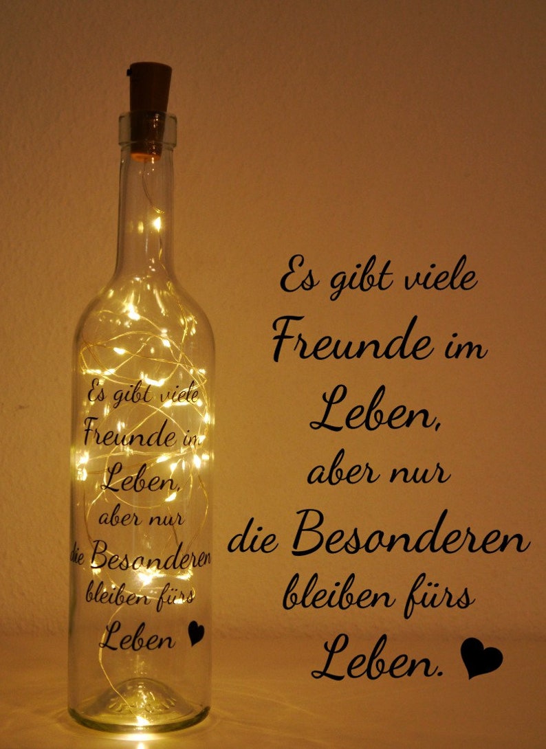 Es gibt viele Freunde im Leben Leuchtflasche mit Spruch Etsy.de