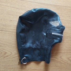 Handmade Latex Hood: Zip Mouth, Pepperpot Eyes - Made to Measure