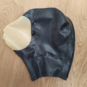 Handmade Latex Re-breather Hood: 0.5mm Rubber, Rear Zip, Made to Measure