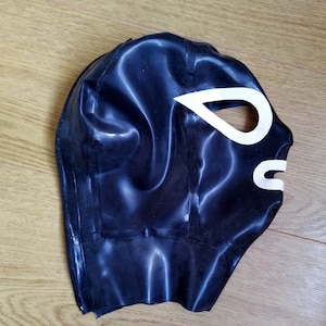 Quality Latex Hood  - 0.5mm handmade Mouth and Eyes and Rear Zip  -  Made to Measure