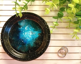 4.5" Terra cotta ring dish - Blue Nebula