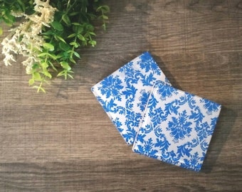 4" Wood and resin decoupage blue and white porcelain coasters - set of 2