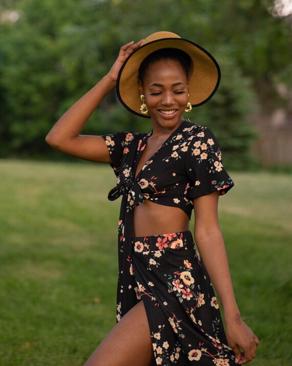 Long maxi skirts with high slits top