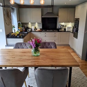 Solid Oak Dining Table And Bench Set Etsy