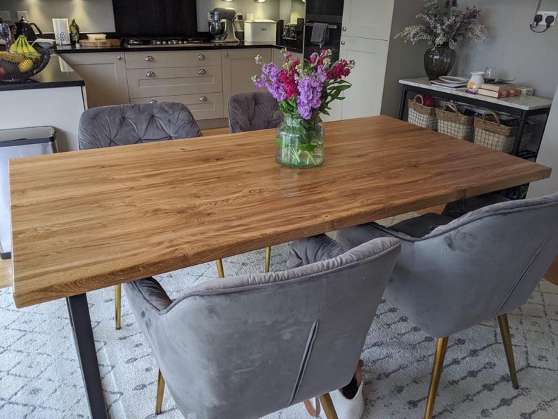 Industrial Solid Oak Dining Table and Bench set Etsy
