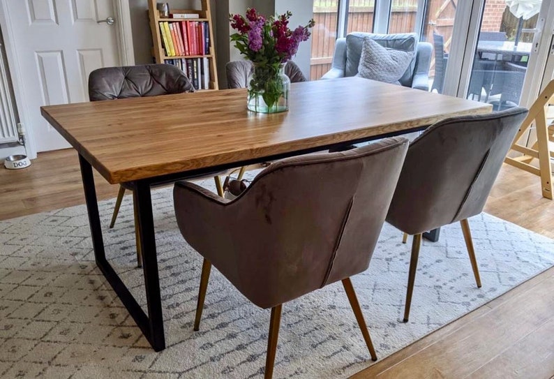 Industrial Solid Oak Dining Table and Bench set Etsy