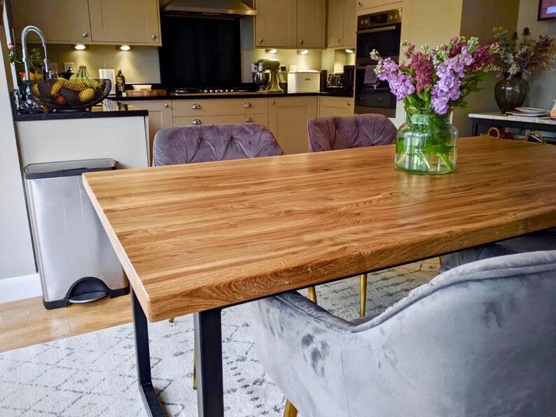 Industrial Solid Oak Dining Table and Bench set Etsy