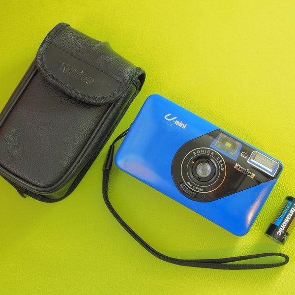 Konica U-Mini 35mm Film Point and Shoot Flash Compact Camera + Battery WORKING