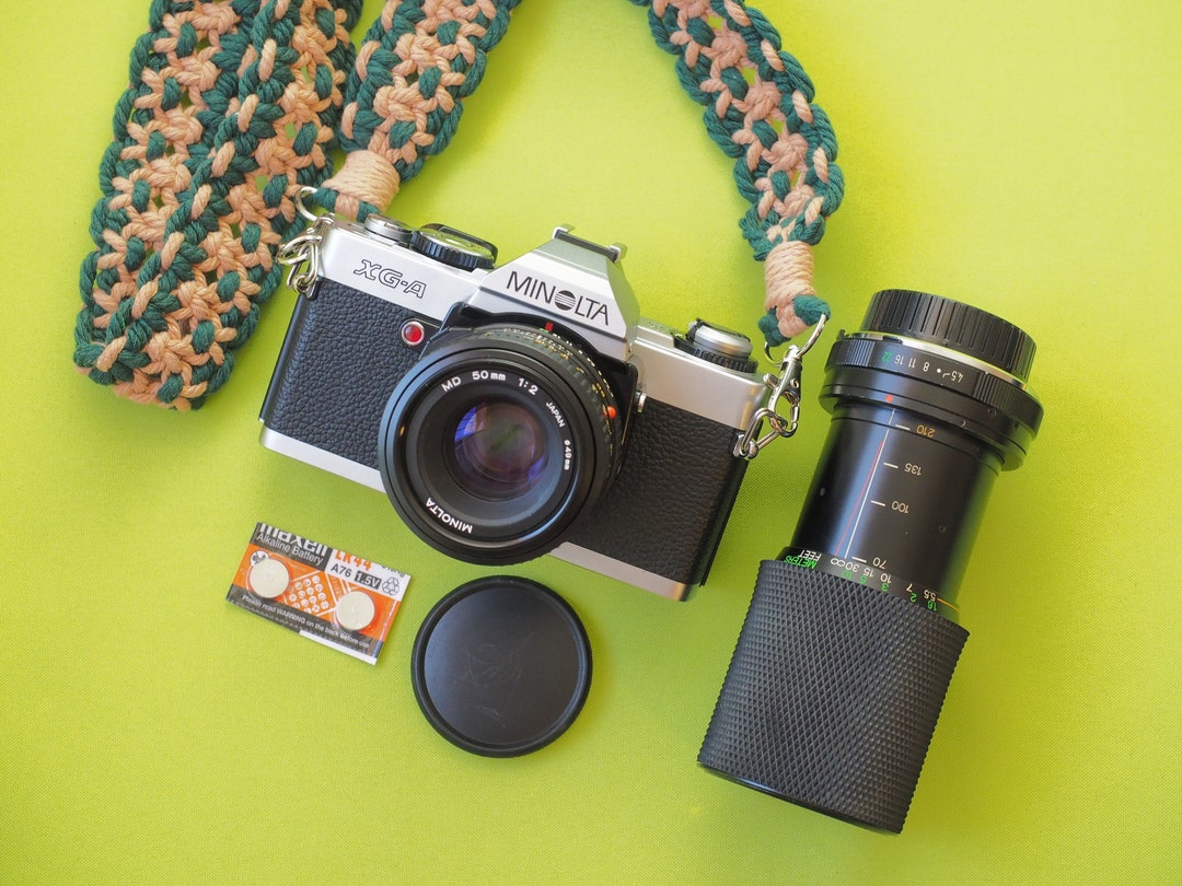 Minolta Xga XGA 35mm SLR Student Film Camera 2 Lenses Batteries