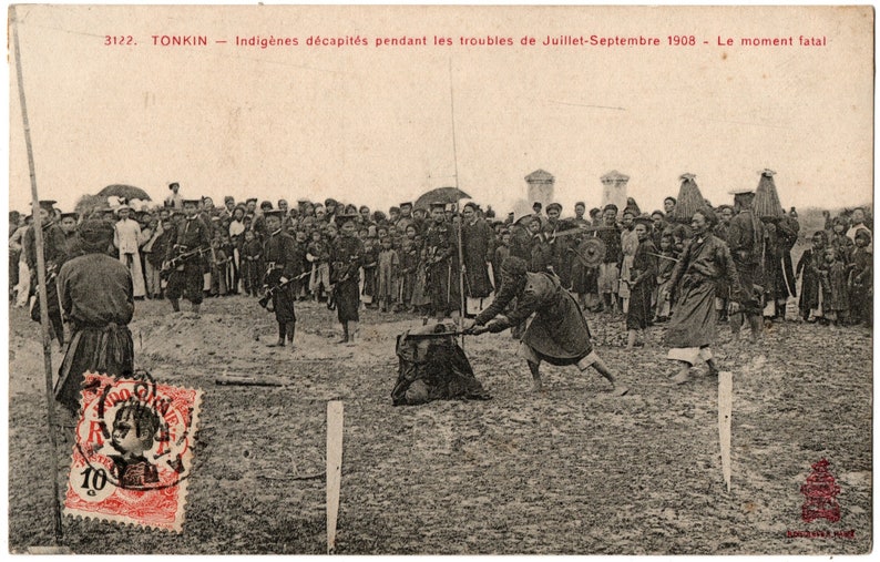 CPA Postcard Viet nam TONKIN Asia Indigenous Decapitated during the unrest of July September 1908 The Fatal Moment image 1