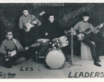 Vintage Photo Card The Leaders Group Musicians Singers Studio Charles - Roger Haillicourt Bruay