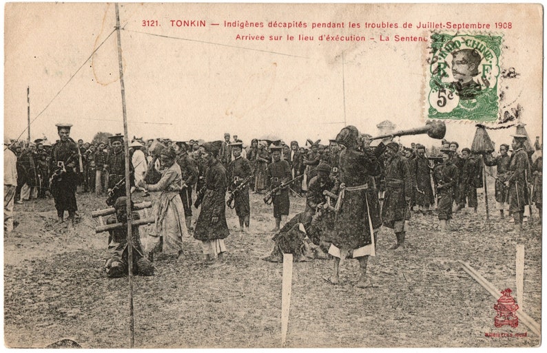 CPA Postcard Viet nam TONKIN Asia Indigenous Decapitated during the unrest of July September 1908 arrived at the execution site image 1