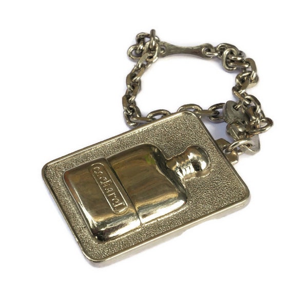 Vintage Ancien Porte Clé  Key Ring Cacharel Pub Parfum  Métal Argenté