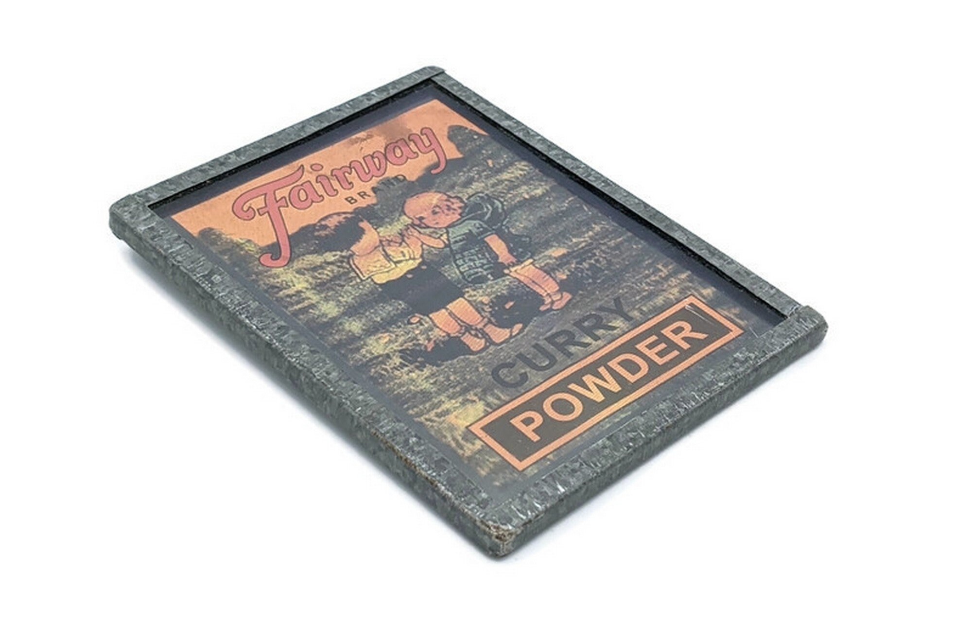 Vintage Pub Mini Cadre Fairway Curry Powder Litho 1910 Étain