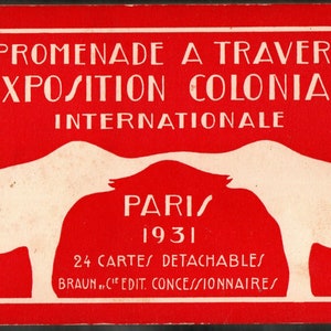 Vintage L'Exposition Coloniale Paris 1931 Carnet 24 Cartes Postales Anciennes