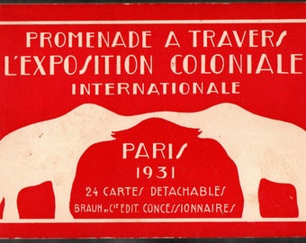 Vintage L&#39;Exposition Coloniale Paris 1931 Carnet 24 Old Postcards