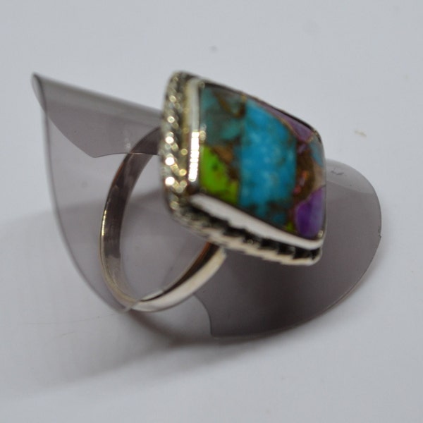 Bague en argent 925, turquoise d'Arizona, taille 8