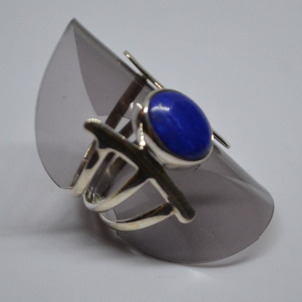 Bague argent 925, lapis lazuli Afghanistan, taille 7