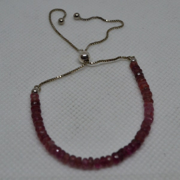 Bracelet, tourmaline rose naturelle, argent 925