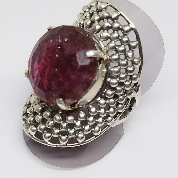 Bague, argent 925 et Tourmaline naturelle 7.50 carats, ajustable