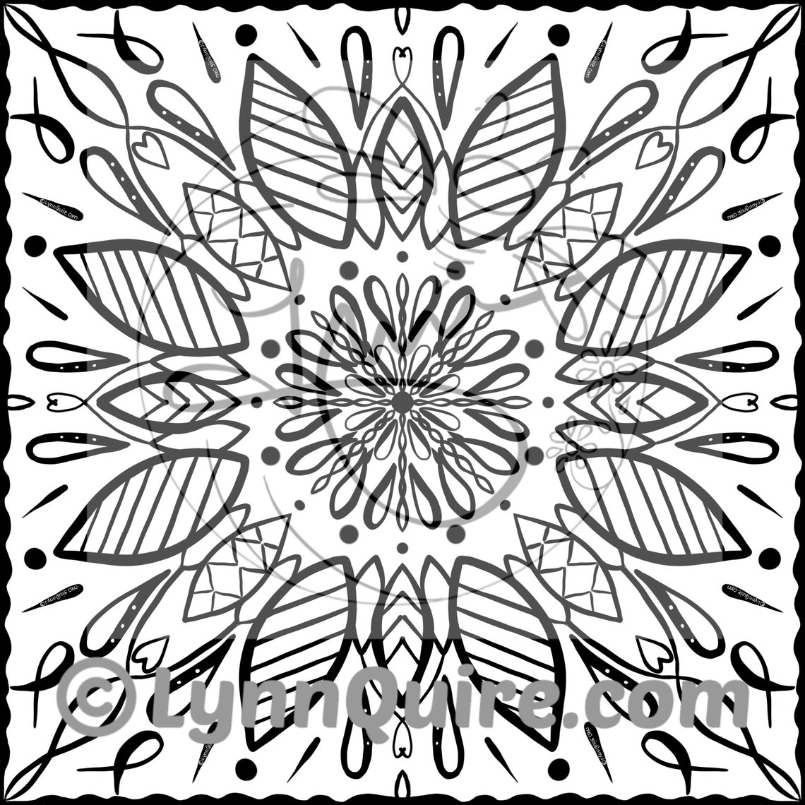 Leaves Mandala Downloadable Coloring Page Fun Activity Adult Etsy