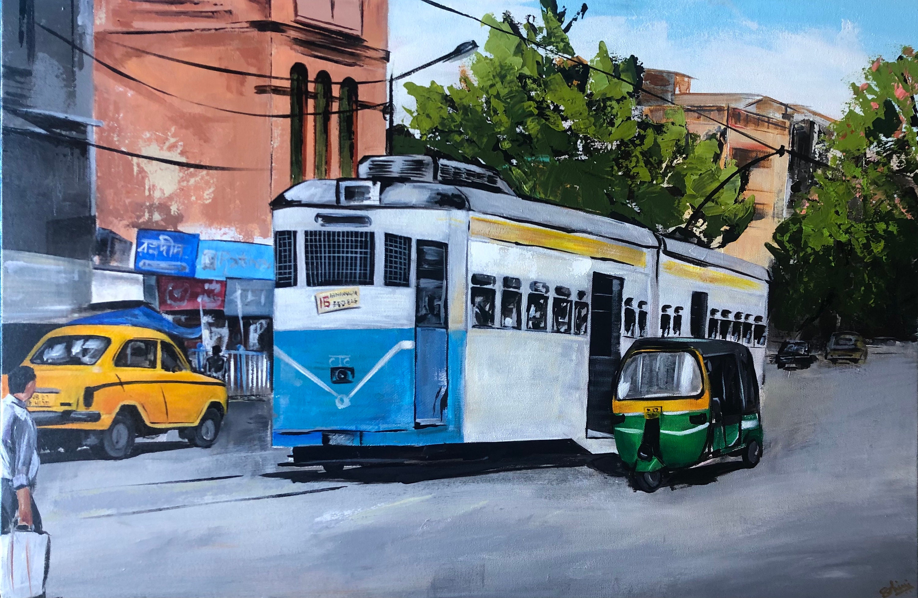 Calcutta Kolkata Painting on Canvas Original Acrylic Etsy