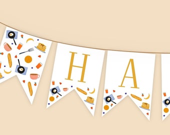 Brunch O'Clock | Editable Printable Breakfast Brunch Party Theme Banner Instant Download, DIY Banner for Home Decor Food Cooking Party