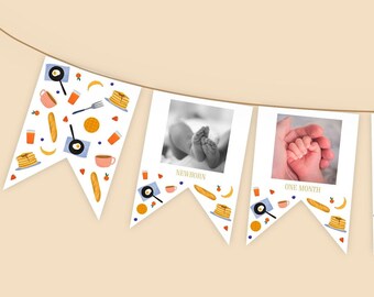 Brunch O'Clock | Editable Printable Brunch Photo Banner for 1st Birthday, Instant Download, DIY Banner for Home Decor Breakfast Anyone Party