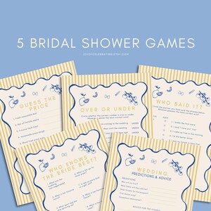 Bella | 5 Italian Themed Bridal Shower Games, Ciao Miss, That's Amore Printable Games, Wedding Predictions and Advice, Over or Under