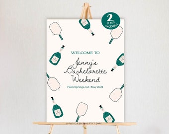 Pickleball & Prosecco | Country Club Preppy Bachelorette Weekend Welcome Sign, Sophisticated Classy Pickleball Sign and Poster