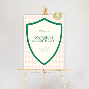Retro Racquet | Welcome Sign For Country Club Birthday Party Weekend Template, Tennis Golf Club inspired Birthday Party Decor