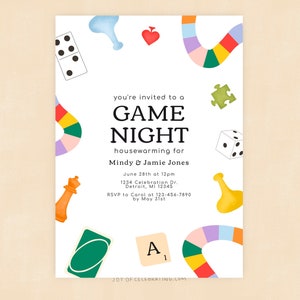 Game Night | Game Night Housewarming Invitation, Board Card Game, New Home Adults Night, Digital Printable Invite Template for Game Night