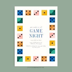 Würfelrolle | Spaß Spiel Nacht Einladung, Würfel Brettspiel Kartenspiel, Mädchen Nacht Erwachsene Nacht, digitale druckbare einladen Vorlage
