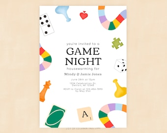 Game Night | Game Night Housewarming Invitation, Board Card Game, New Home Adults Night, Digital Printable Invite Template for Game Night