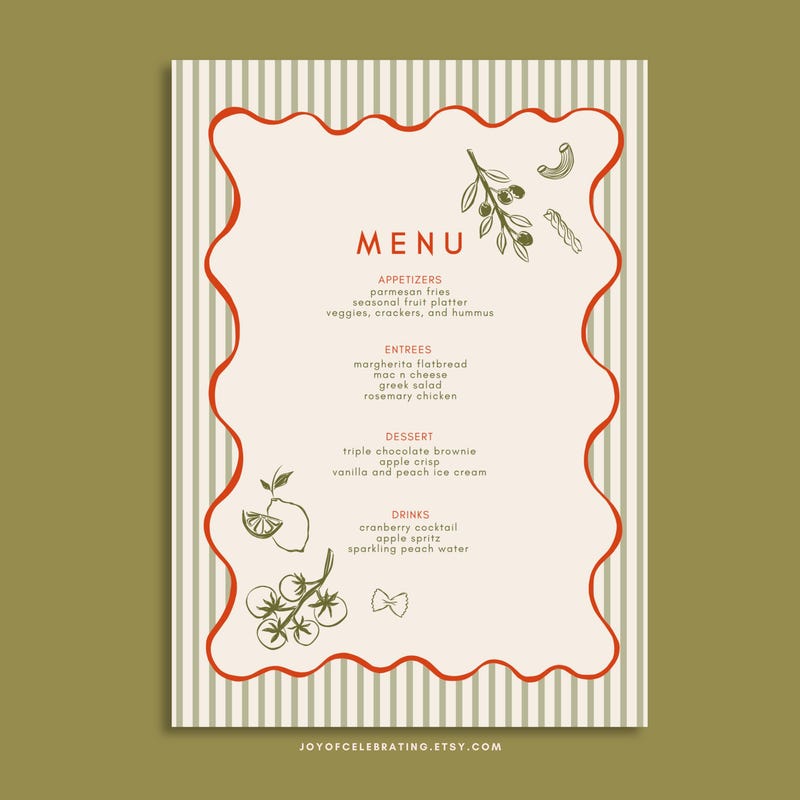 Restaurant Menu Tags - Etsy