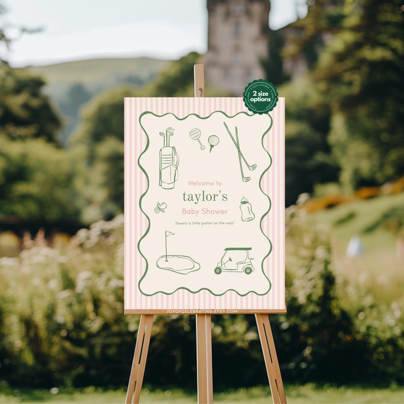 Taylor | Little Putter Baby Shower Welcome Sign, Golf Poster Template ...
