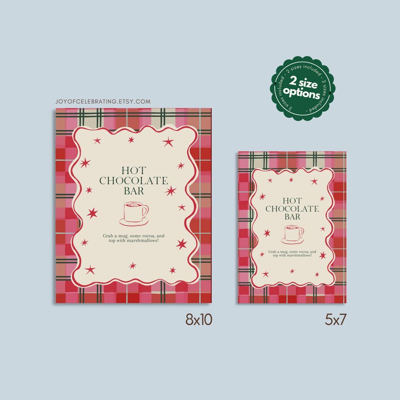 Cara | Hot Chocolate Bar Sign Template, Christmas Party, Wavy Border ...