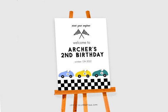 Classic Racecar Welcome Sign for Cute Racing Themed Birthday - Etsy