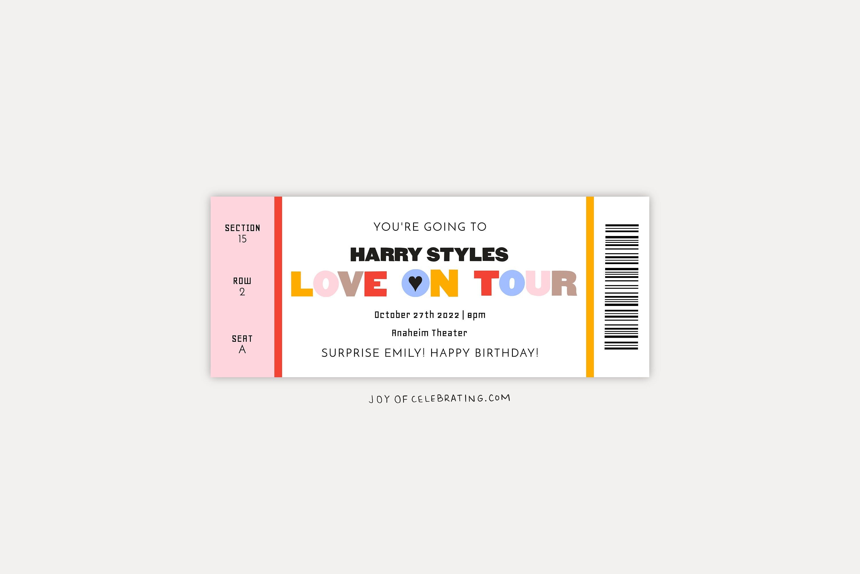 Concert Ticket for Surprise Harry Styles Concert Ticket Etsy