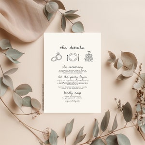 Sofie | 5x7 handgezeichnete Hochzeitsdetails Karte, vollständig anpassbar, handgeschriebener Stil, Zeremonie Hochzeitsvorlage