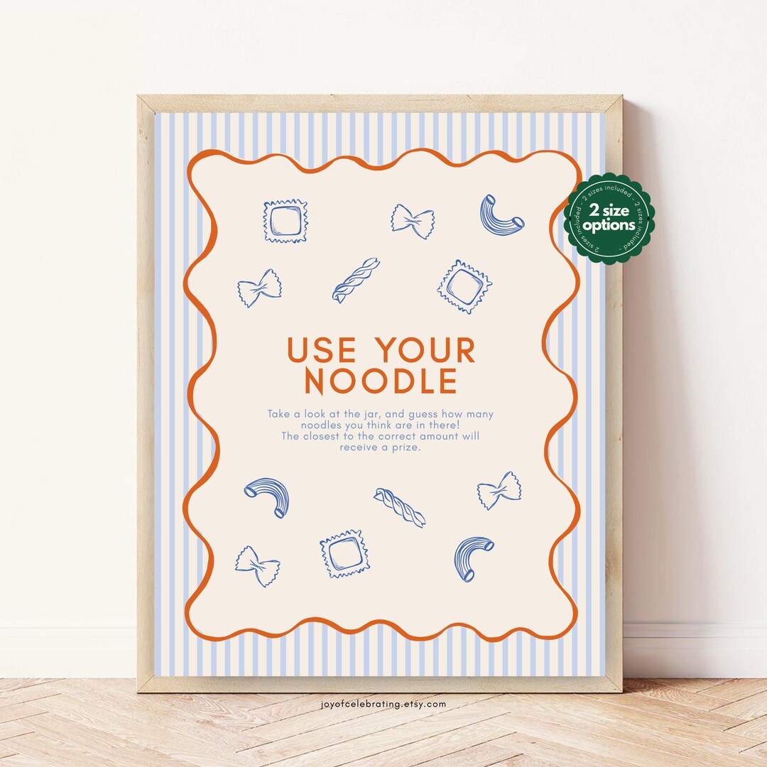 Bella | Use Your Noodle Table Sign Template, Hand Drawn Italian Themed ...