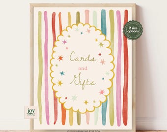 Clara / Plantilla de cartel de mesa para tarjetas y regalos Sweet Rainbow, arcoíris colorido, divertido y minimalista.