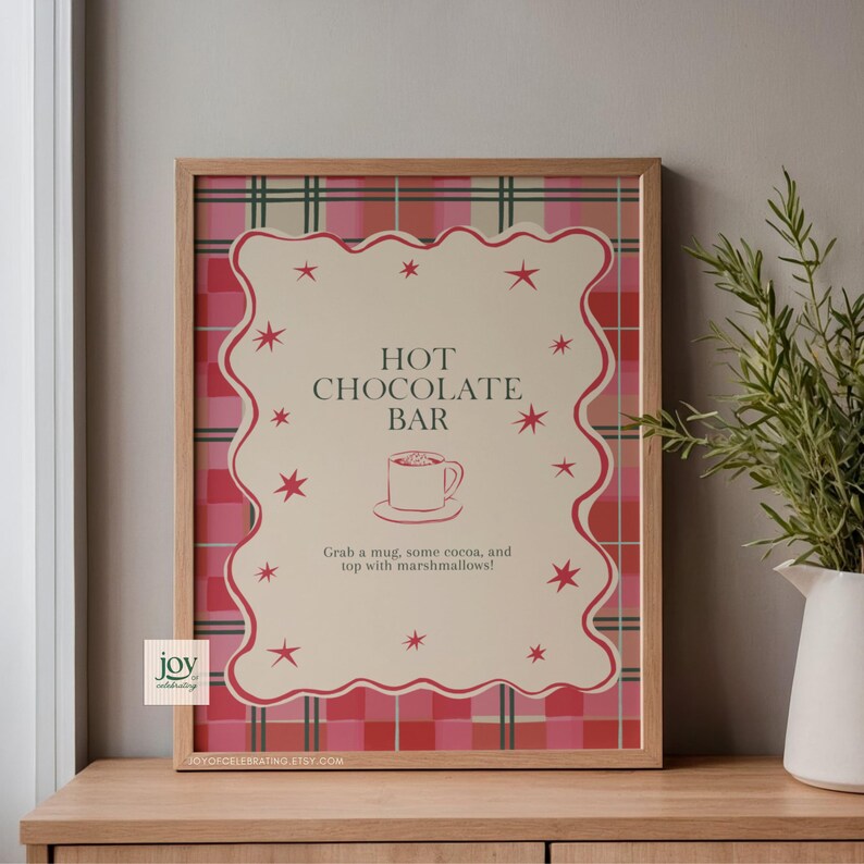 Cara | Hot Chocolate Bar Sign Template, Christmas Party, Wavy Border ...