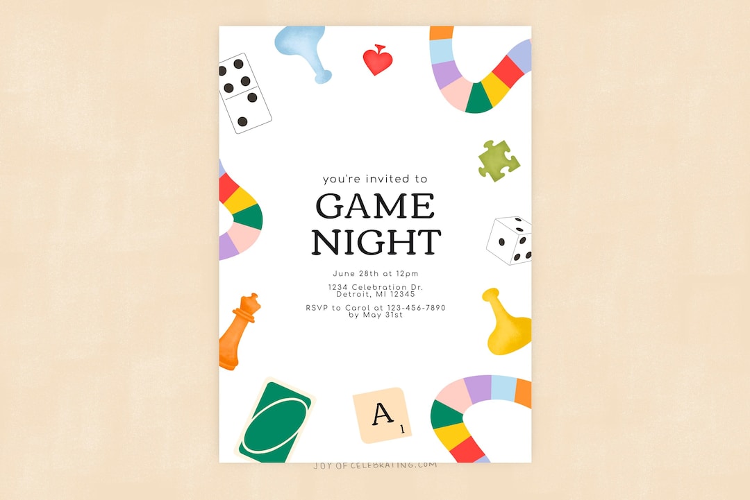 Game Night Fun Game Night Invitation, Board Game Card Game, Girls Night Game Night Fun Game Night Invitation, Board Game Card Game, Girls Night